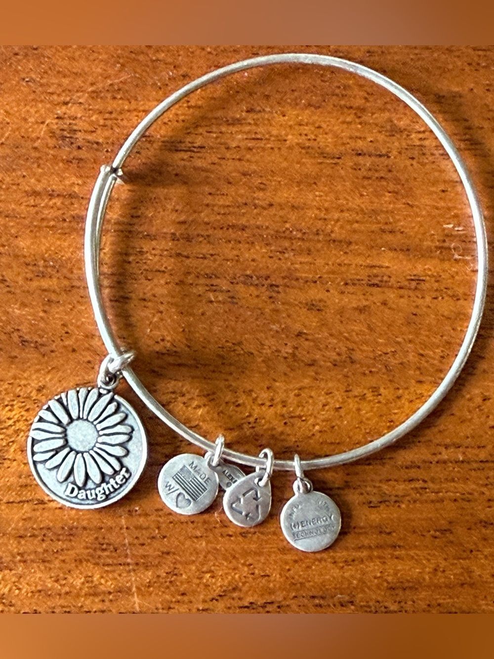 Alex and Ani Rafaelian Silver-finished Expandable Bracelet With "Daughter" Charm